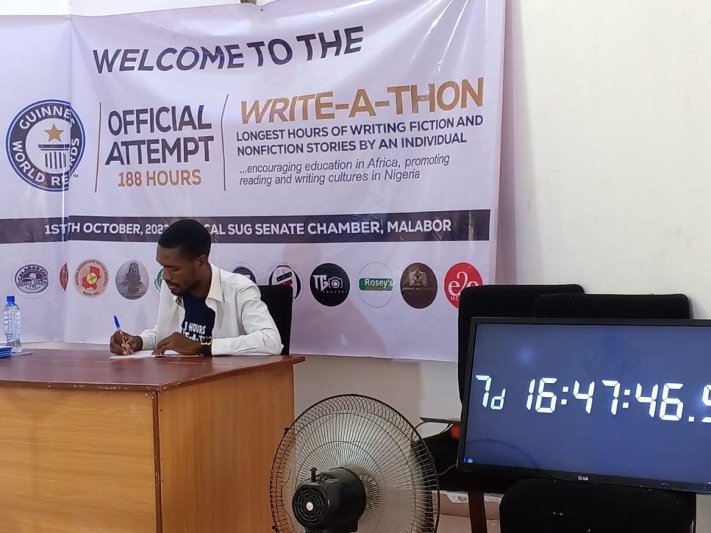 Write-A-Thon: 2 hours to go, UNICAL undergraduate sets to break another Guinness World Record