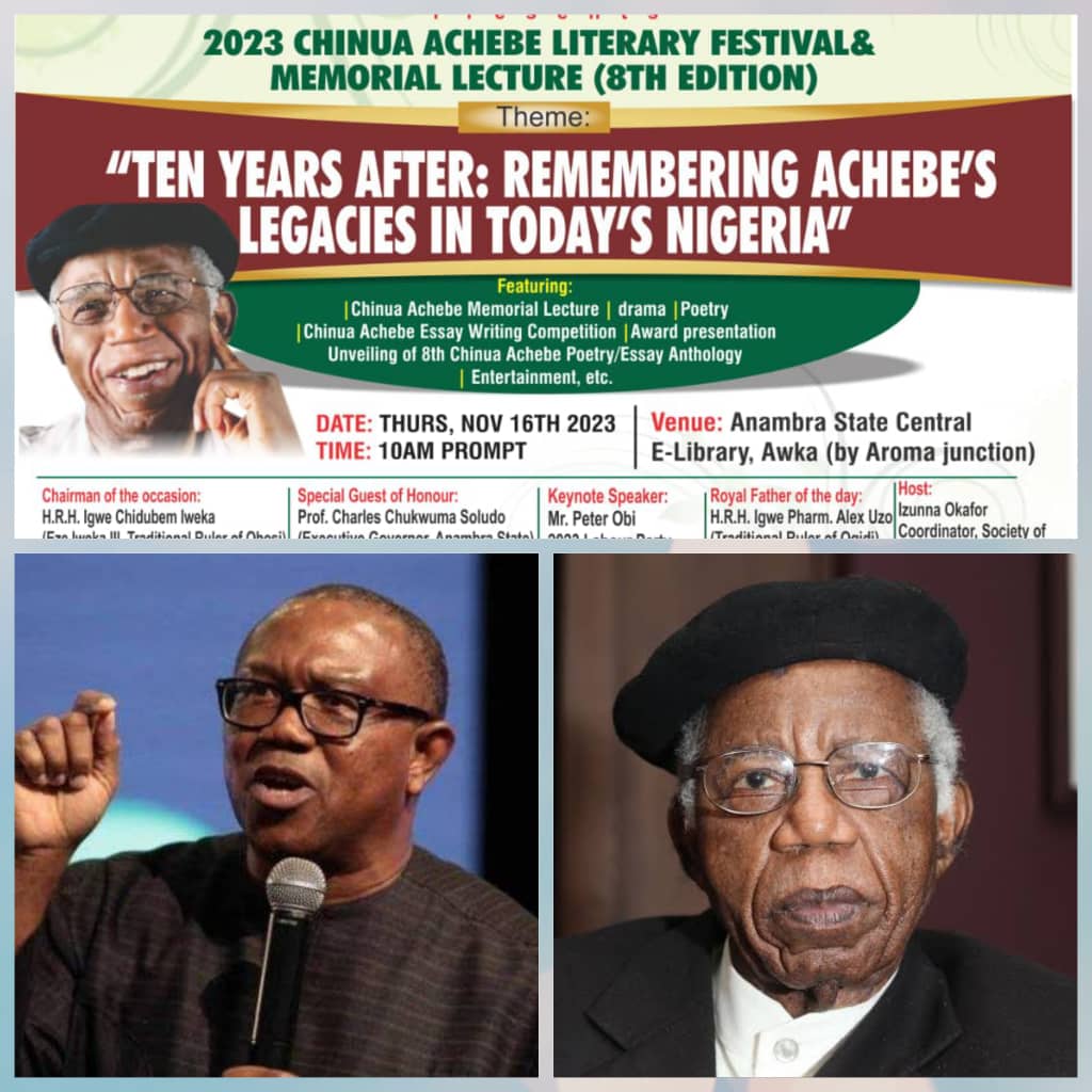 Soludo, Peter Obi, others to attend 2023 Achebe literary festival, memorial lecture