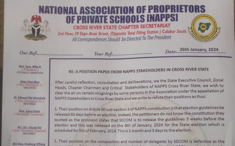 NAPPS Cross River State clarifies misgivings amidst election controversy