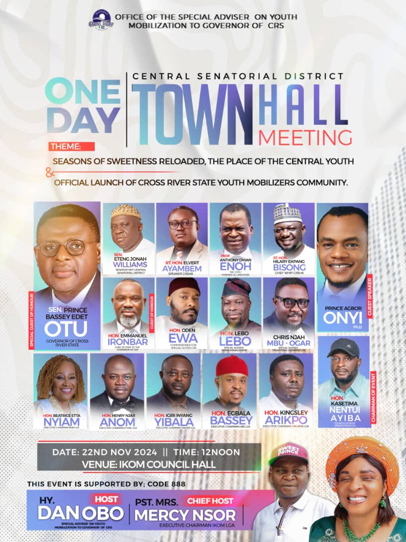 Office of the Special Adviser on Youth Mobilization set to host Central Senatorial District TownHall Meeting November 22