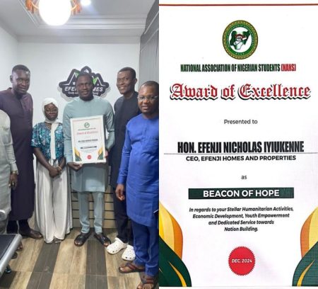 NANS honours CEO of Efenji Homes and Properties with Award of Excellence