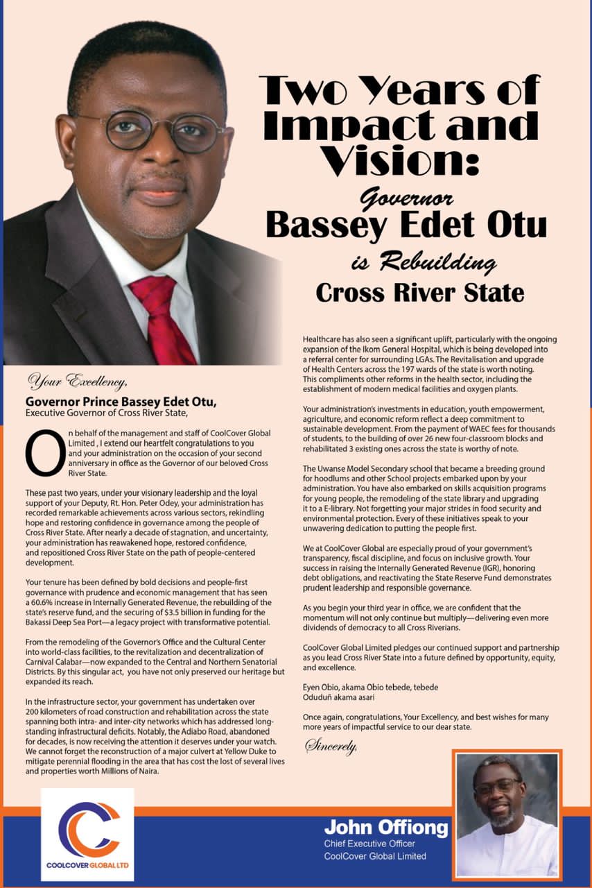 CoolCover Global Hails Governor Otu’s Two-Year Stewardship, Lauds People-Centered Governance
