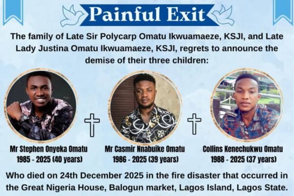 Gov Soludo mourns loss of three Anambra brothers in Lagos fire tragedy