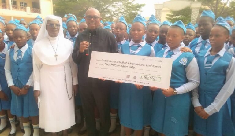 Peter Obi donates N5m to Nnewi Catholic girl secondary school, reiterates commitment to Nigeria’s education sector